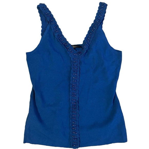 Vintage Christine Philipe Royal Blue Beaded Tank Size Small - Picture 1 of 4